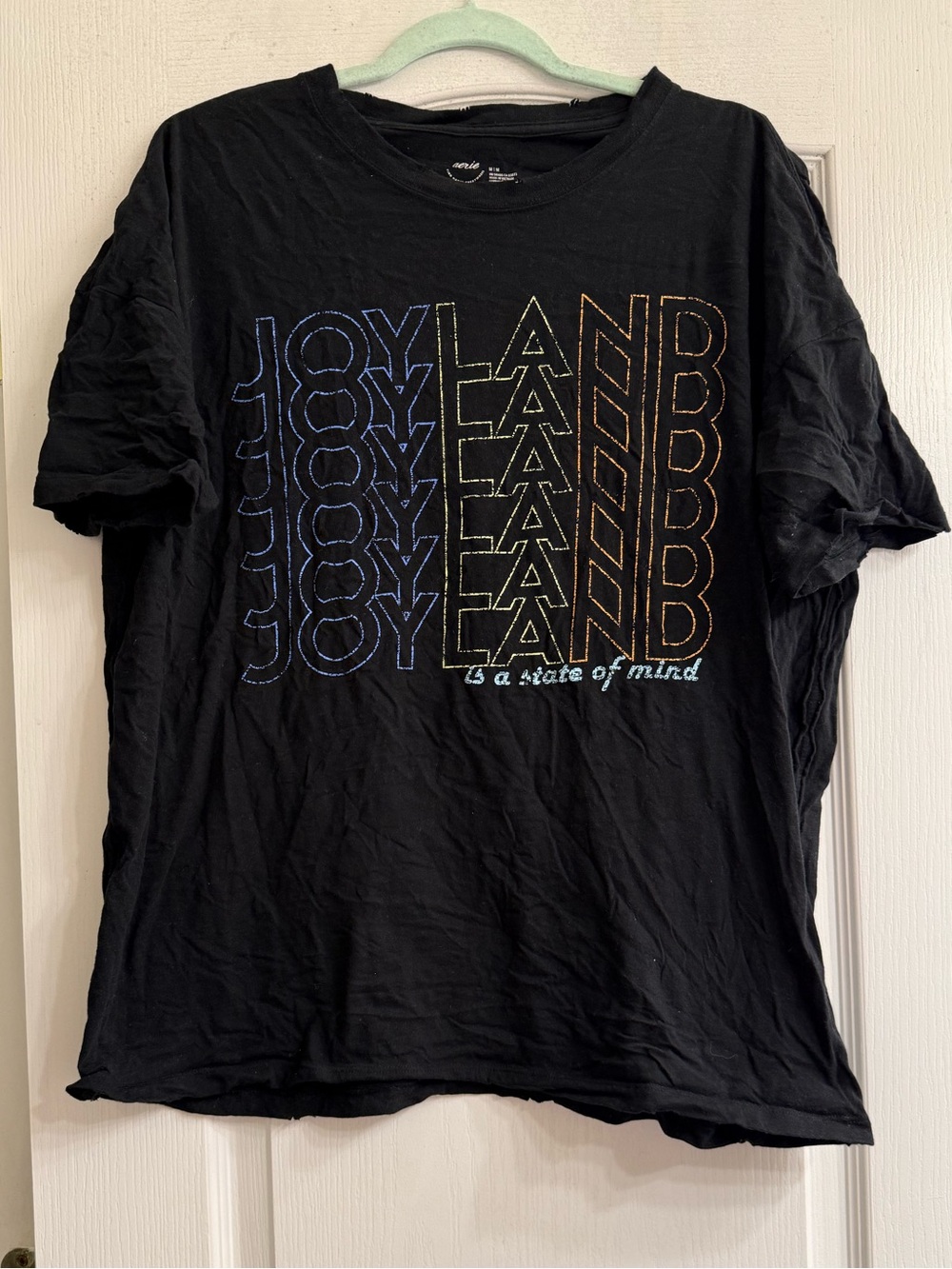 Aerie Black Retro Graphic ‘Joyland’ Oversized Boyfriend T-Shirt - size M